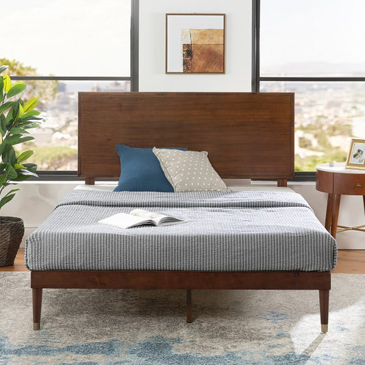 Zinus Deluxe Mid-Century Wooden Platform Bed-Bedframes-Zinus Singapore