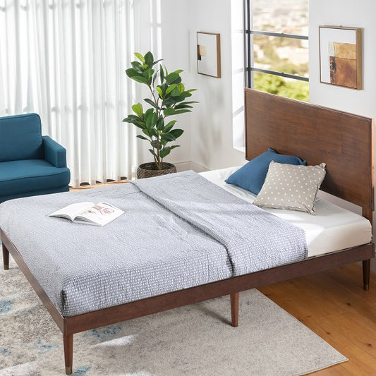 Zinus Deluxe Mid-Century Wooden Platform Bed-Bedframes-Zinus Singapore