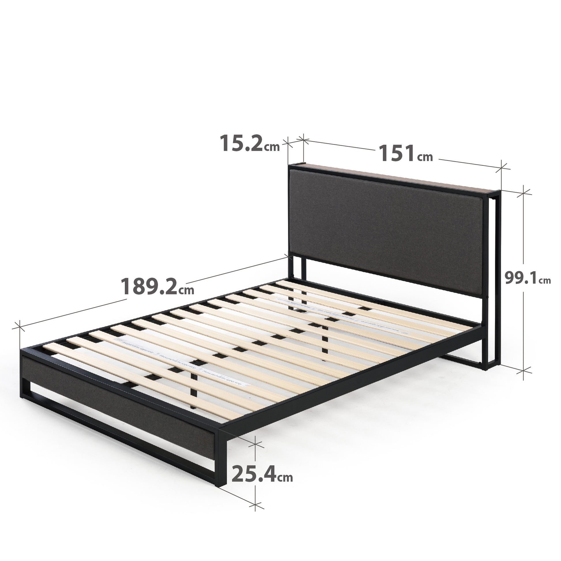 Zinus® Christina Upholstered Platform Bed with Headboard Shelf-Bedframes-Zinus Singapore