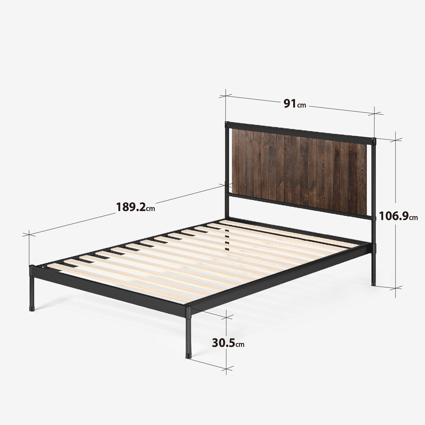 Zinus® Wesley Wood and Metal Platform Bed-Bedframes-Zinus Singapore