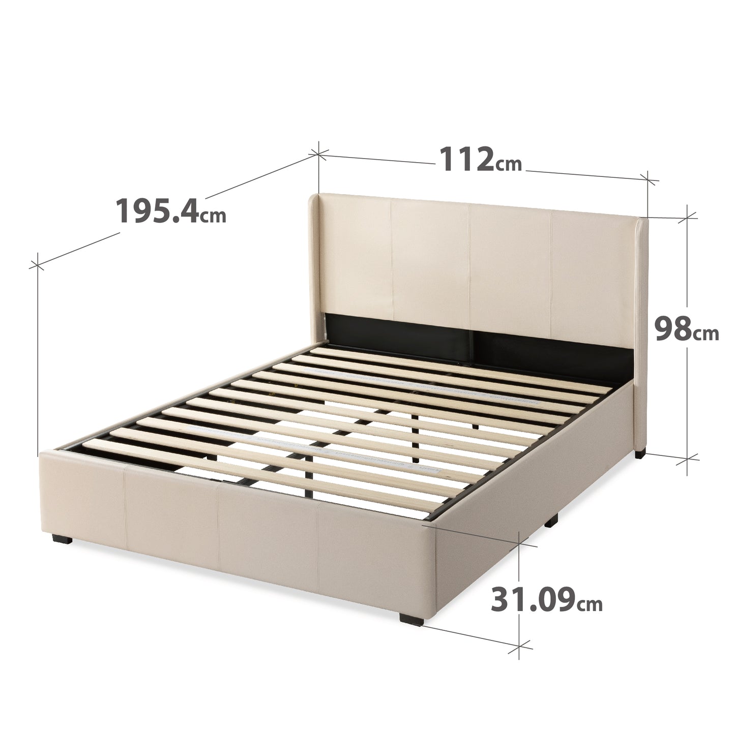 Zinus Santosa Upholstered Gas Lift Storage Bed