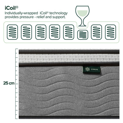 Zinus 25cm iCoil ‘Cool’ Euro Top Mattress (10")