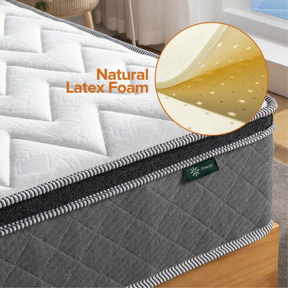 Zinus 25cm Euro Top Latex Hybrid Spring Mattress with Encasement (10”)