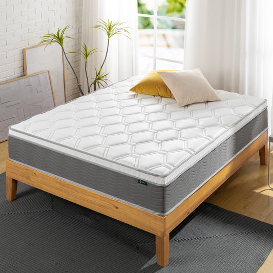 Zinus 30cm Euro Top Latex & Memory Foam Hybrid ‘Cool’ Spring Mattress with Encasement (12”)