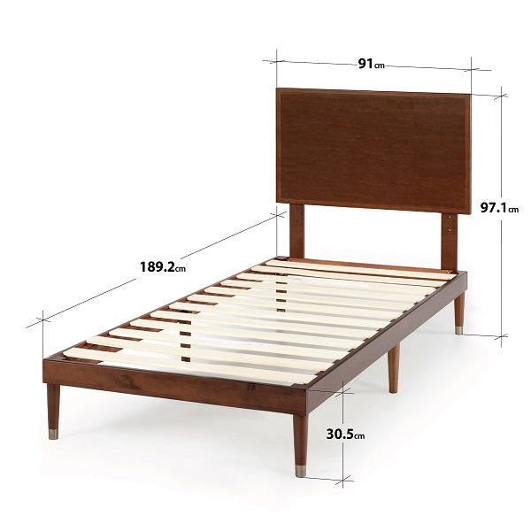 Zinus Deluxe Mid-Century Wooden Platform Bed-Bedframes-Zinus Singapore