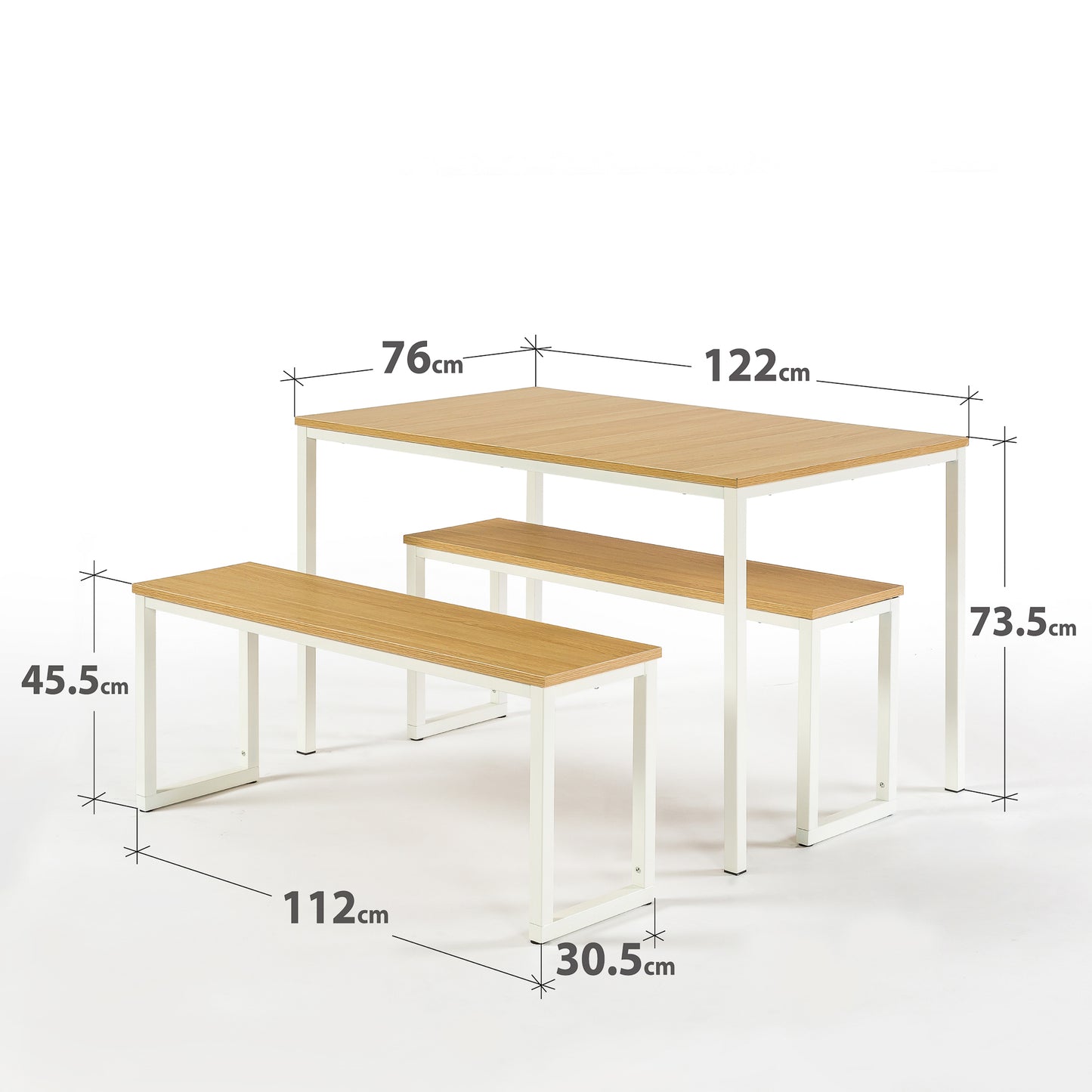 Zinus Modern Studio Collection Soho Dining Table with Two Benches/3 piece set - WHITE-Table-Zinus Singapore