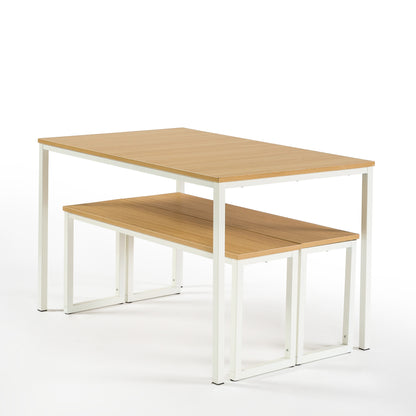 Zinus Modern Studio Collection Soho Dining Table with Two Benches/3 piece set - WHITE-Table-Zinus Singapore