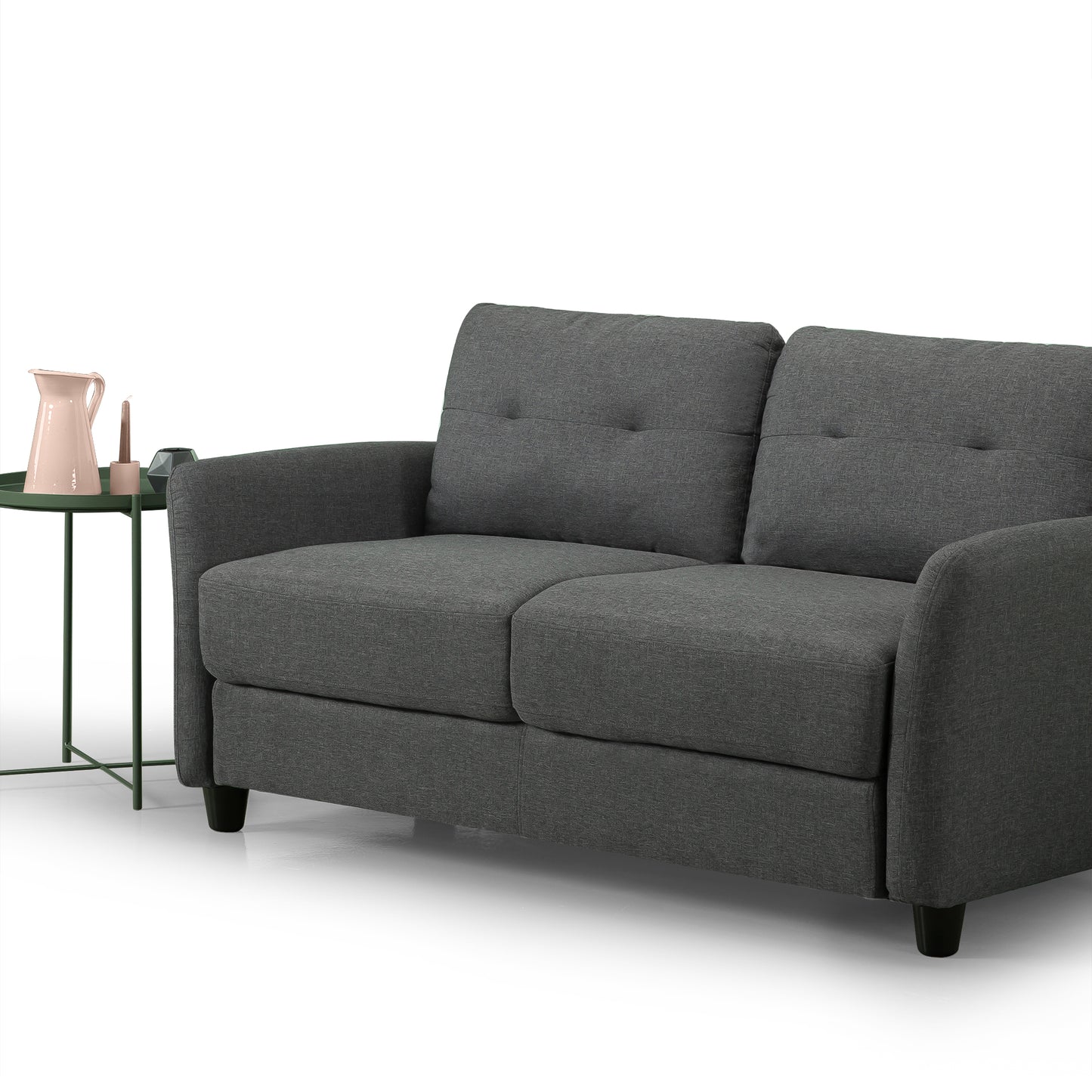 Zinus Ricardo Upholstered Love Seat (Dark Grey) (2 Seaters)-sofa-Zinus Singapore